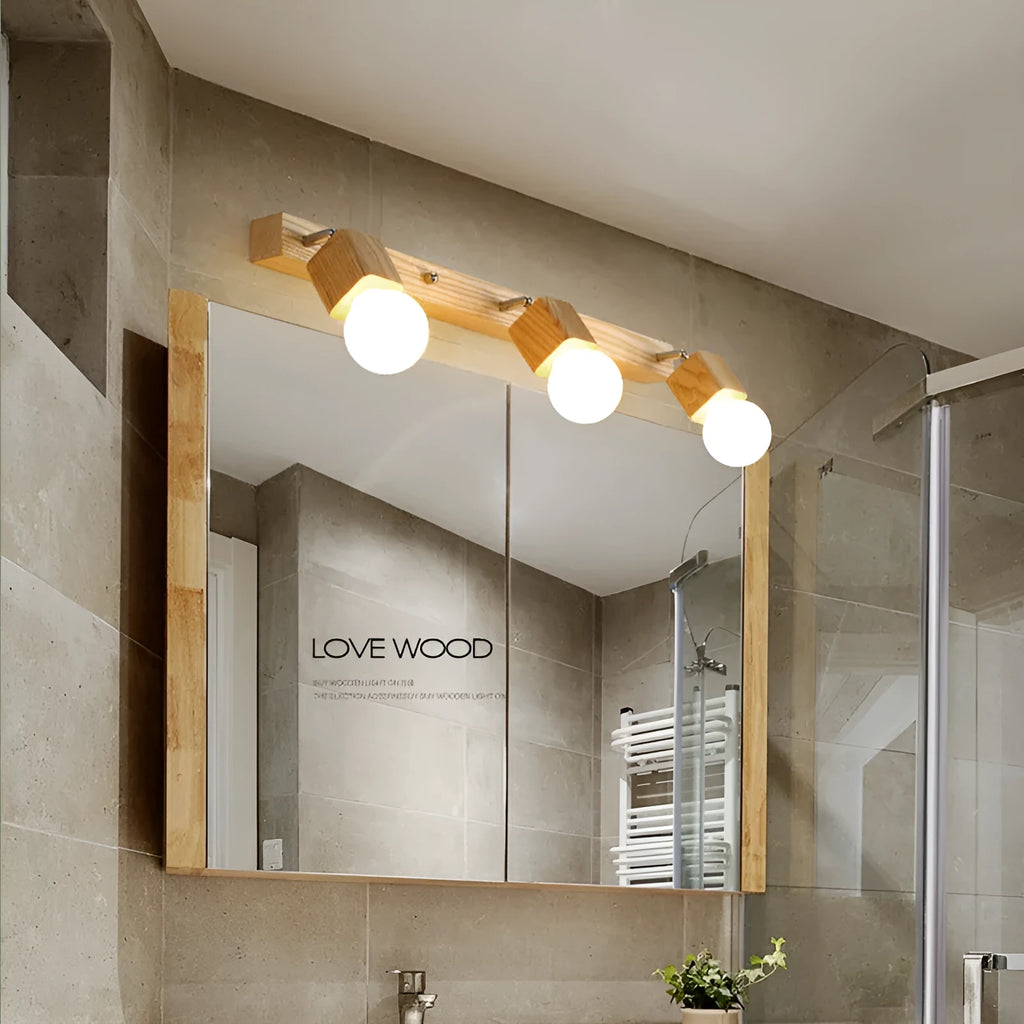 Modern circular mirror cabinet wall lamp with integrated LED light, 24cm diameter.