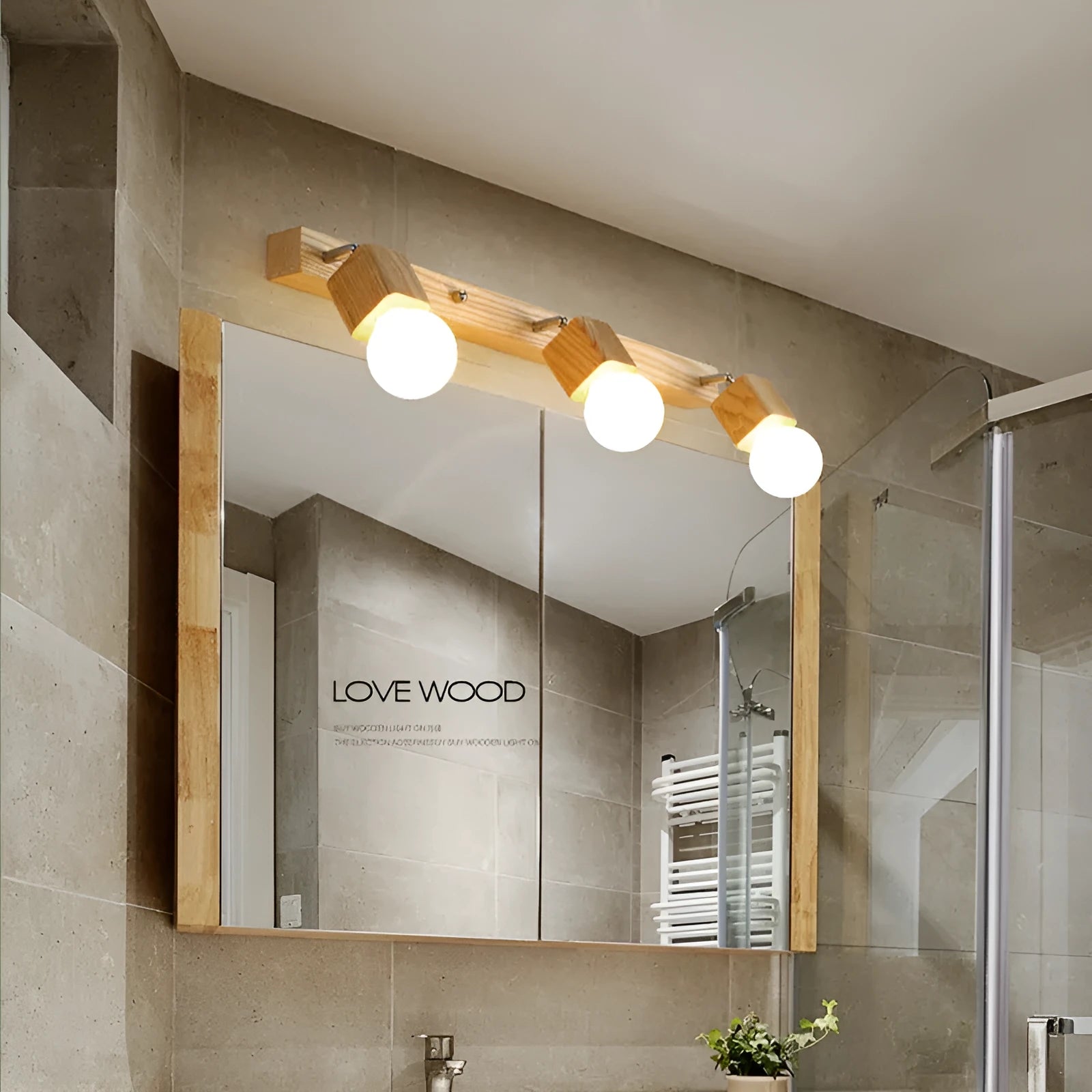 Modern circular mirror cabinet wall lamp with integrated LED light, 24cm diameter.