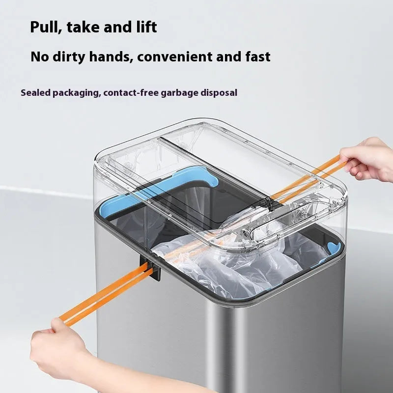 Stainless steel smart inductive trash can with automatic lid and deodorant function