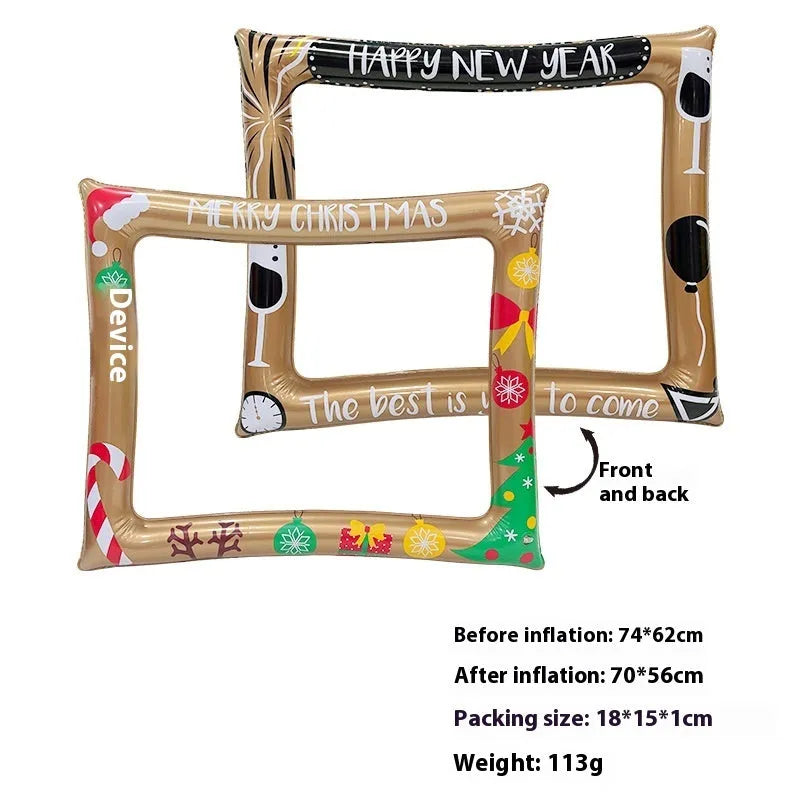 Christmas inflatable photo frame PVC prop for festive photography and parties