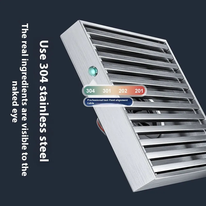 Gun grey 304 stainless steel courtyard floor drain with a 15x15cm square drain opening.