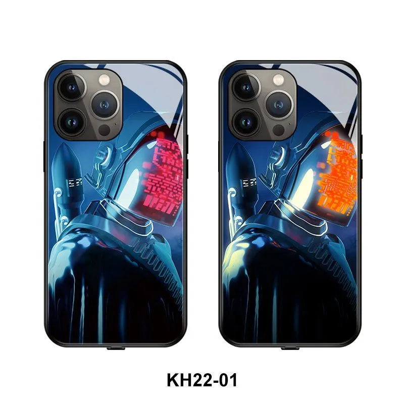 Smart luminous TPU tempered glass phone case for iPhone 14 Pro Max in Technology Fission XD-22-04 design