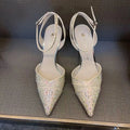 Women's hollow high heels with red sole, pointed toe stiletto design in black and silver colour options