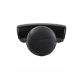 Black and blue steering wheel assist ball with silicone grip and metal bearing for single-handed steering.