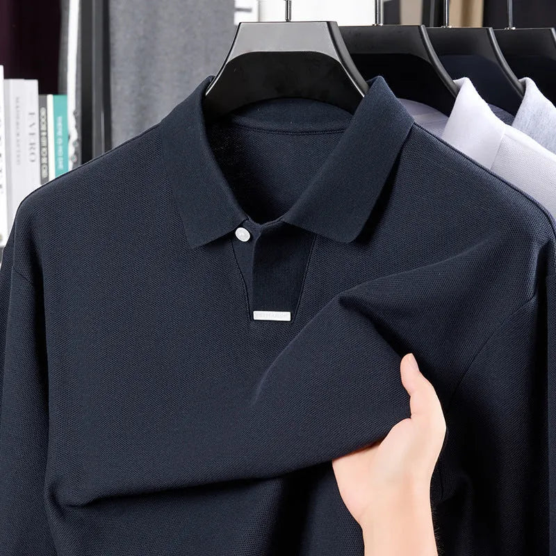 Men's loose fit cotton polo shirt with lapel collar in multiple colour options