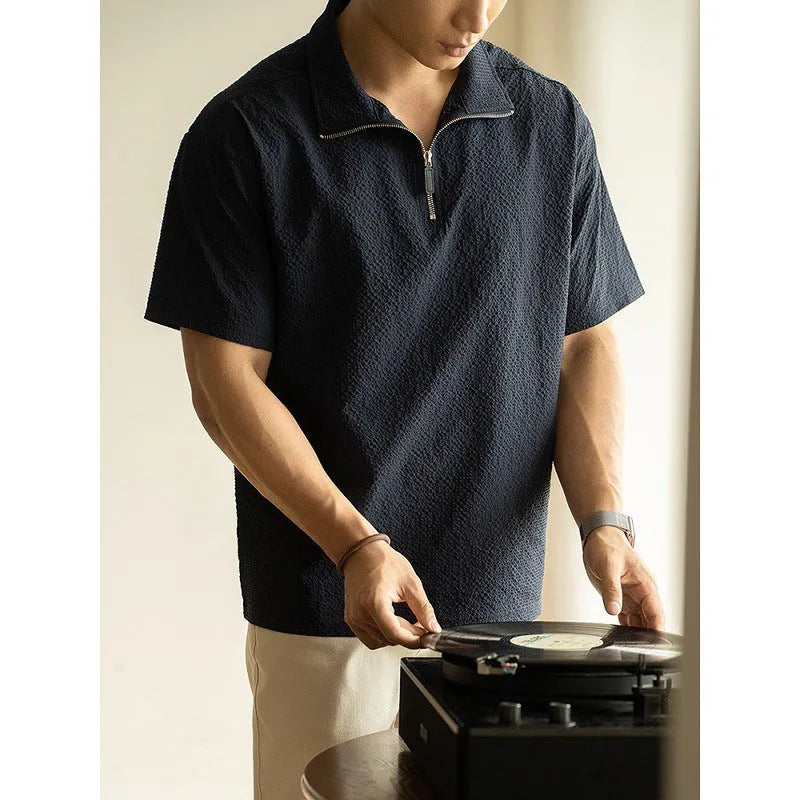 American quick-drying ice silk short sleeve T-shirt for men in cedar green, loose fit