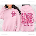 Breast Cancer Awareness hoodie with hot stamped retro pattern and side seam pocket in pink colour