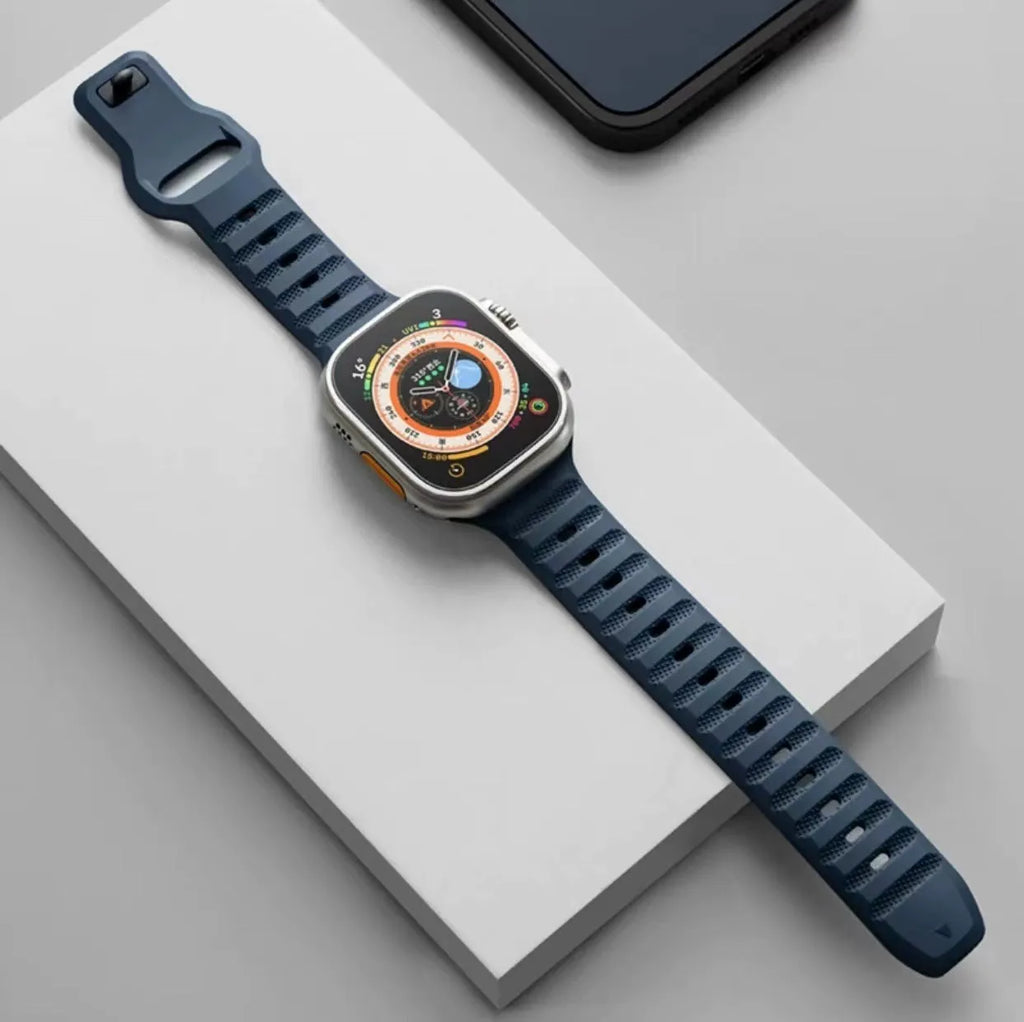 Fluoro rubber watch strap with T buckle for Apple Watch in multiple colour options