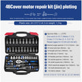 Chromium vanadium steel socket ratchet wrench set with multiple kit size options