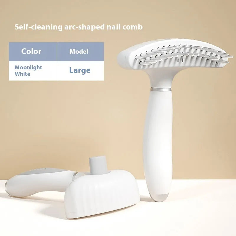 Stainless steel double row dog grooming comb in light blue colour for hair removal