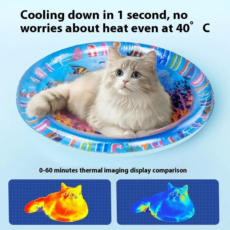 PVC inflatable water cushion pet cooling bed in dolphin design
