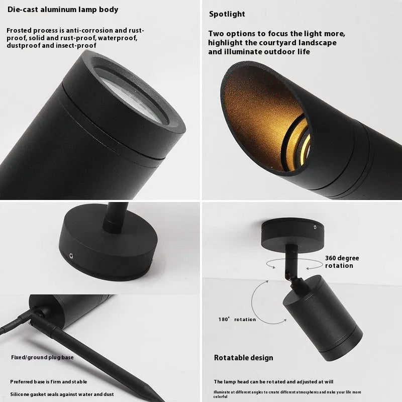 White aluminium outdoor ground lamp with IP65 waterproof rating for garden pathways
