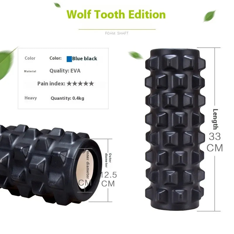 Black 33cm foam roller massage stick with six-piece construction