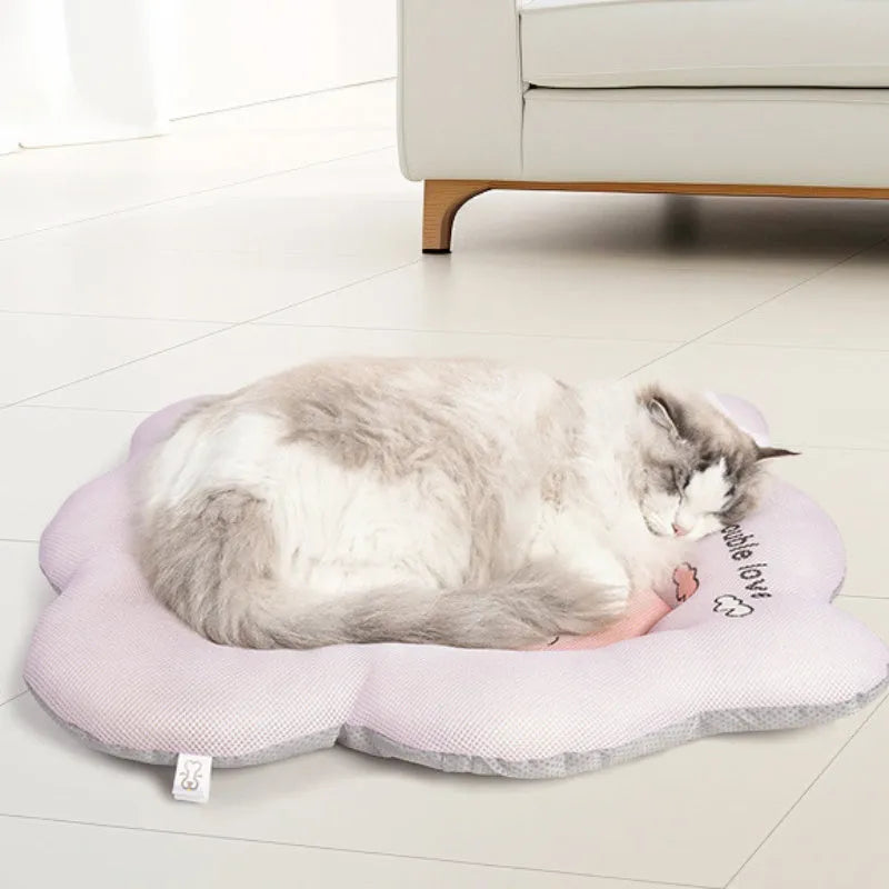 Green pet cooling mat with non-slip base for dogs and cats