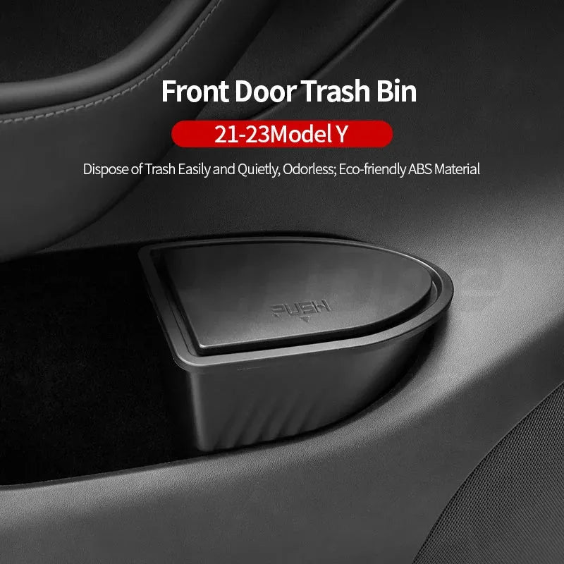 Black ABS car door storage containers for Tesla Model Y front doors