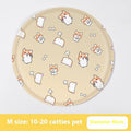 Round dog cooling mat with cartoon animal pattern and gel filling for temperature regulation