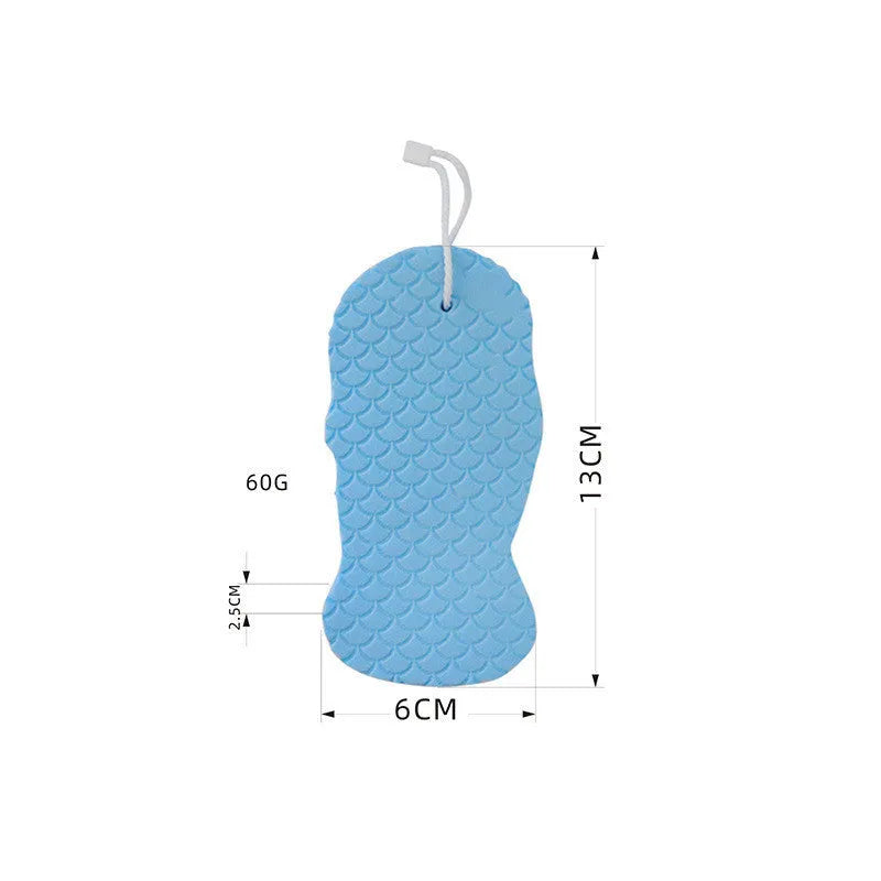 3D fish scale pattern bath sponge in multiple colours for gentle body exfoliation