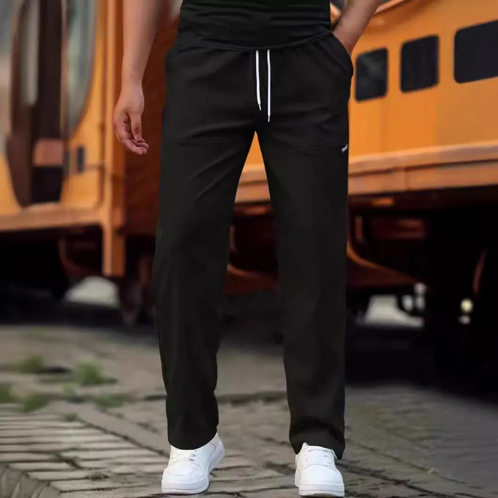Men's casual trousers in light gray, polyester fibre, spring autumn collection, sizes S to XXXL