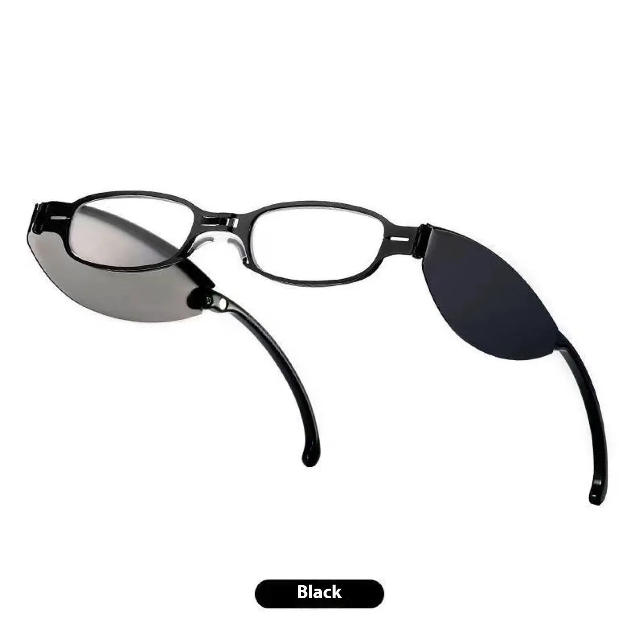 Folding pocket reading glasses in retro style with ring detailing and anti-fall frame