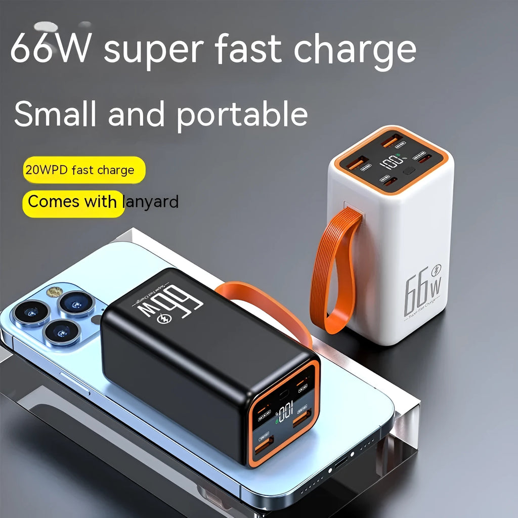 Black and white 20000 mAh fast charge portable power bank with creative design
