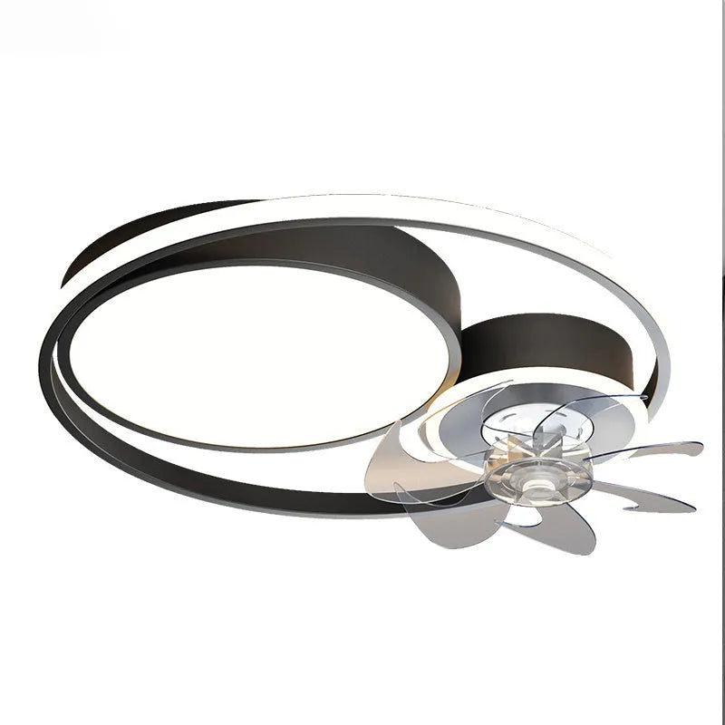 48cm Nordic style ceiling fan light with metal blades and acrylic lampshade in black or gold finish.