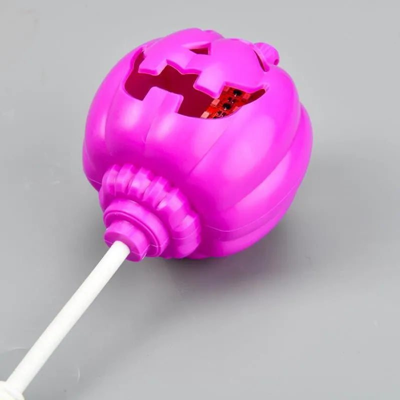 Pumpkin shaped lamp with purple or yellow light option, USB charging, 22cm tall Halloween decoration