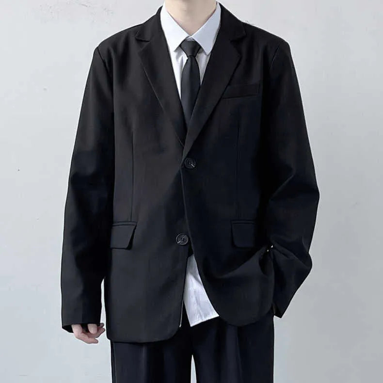Plus size men's two-piece suit set with white dress shirt and tie on hanger