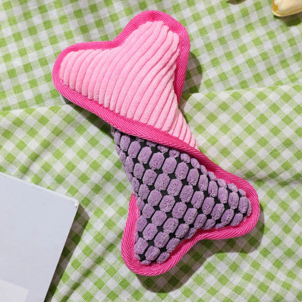 Teddy toy with dog sound bone model bite resistant corn fleece lining in blue green and pink colours