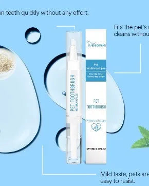 Portable pet toothbrush pen with soft bristle brush head and 3ml capacity for dog and cat dental care