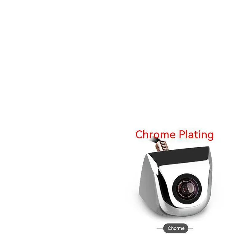 Black metal shell car rearview camera with integrated cable for reversing assistance.
