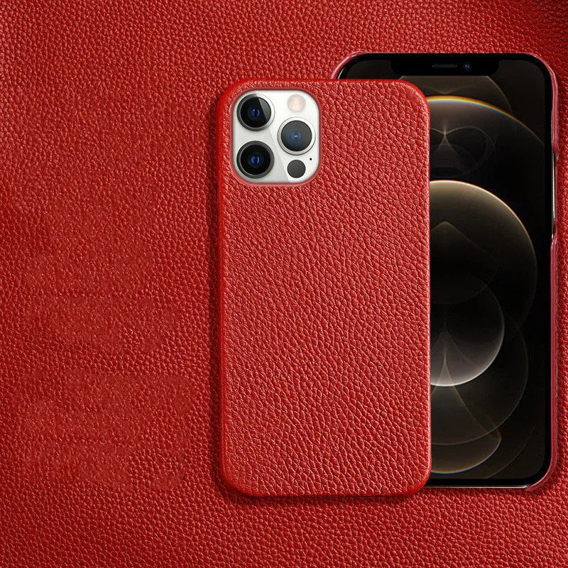 Genuine leather shatterproof phone case in brown for iPhone 13 Pro Max