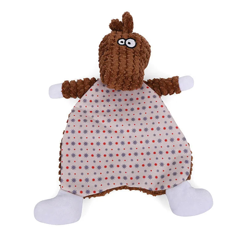 Pet stuffed toy in fox shape with sound paper and bite resistant velvet, brown colour