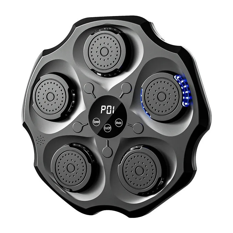 Black Bluetooth music boxing wall target with hanging mount and included adult boxing glove