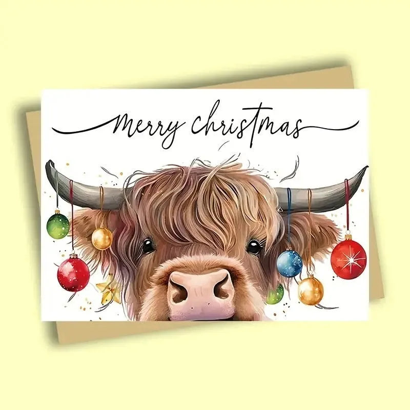 Simple modern Christmas party birthday greeting card with envelope on white background