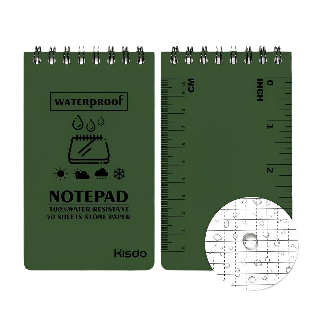 Waterproof spiral office notepad in camouflage colour with PP cover and stone paper pages