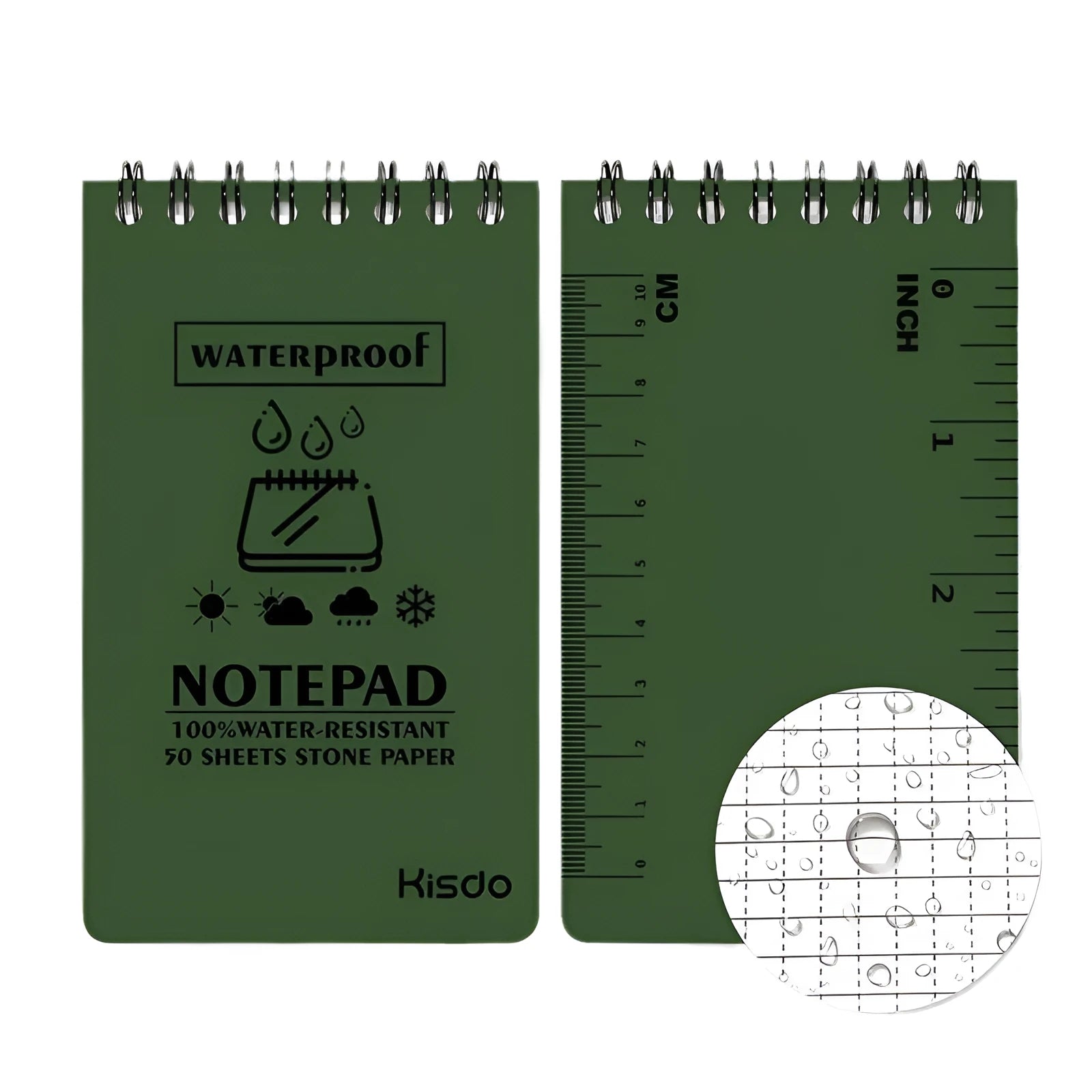 Waterproof spiral office notepad in camouflage colour with PP cover and stone paper pages