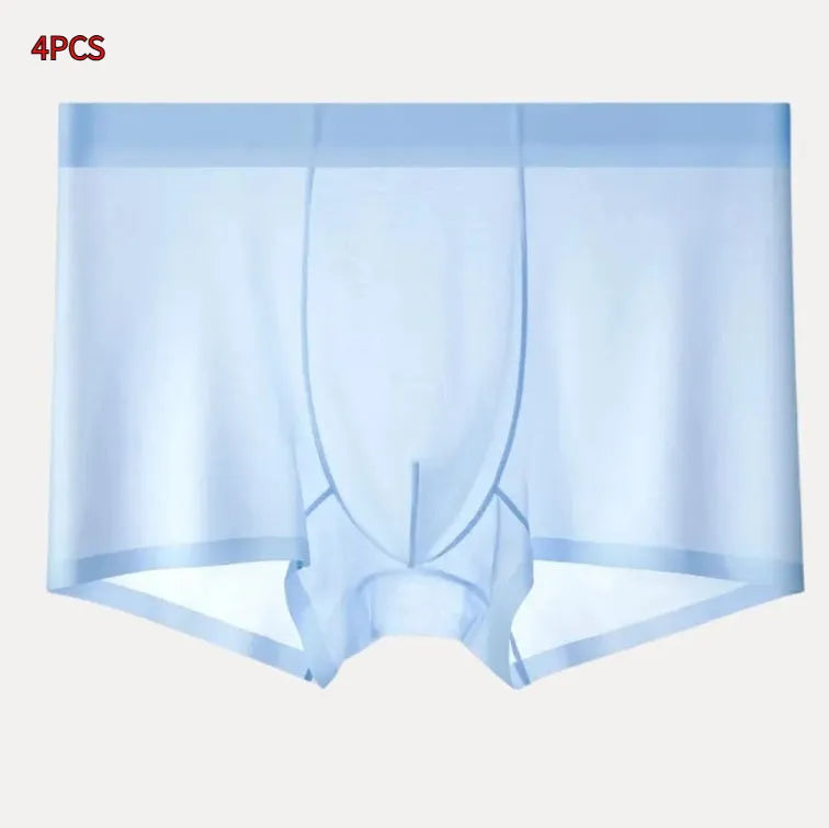 Ultra-thin Ice Silk seamless quick-drying boxer briefs for men, summer wear, solid colour, L-4XL