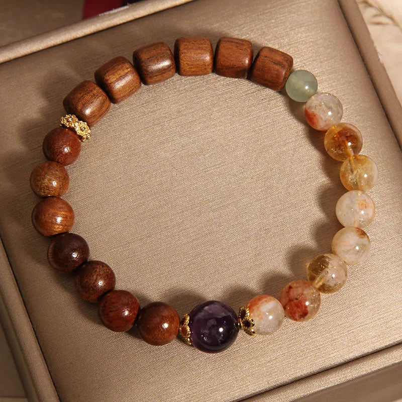 Yellow tower crystal amethyst bracelet with pearl rhinestone pastoral sequins for women