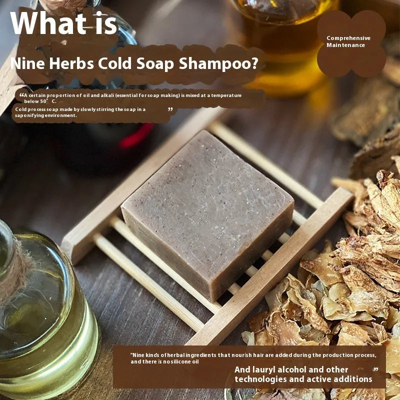 Nine Grass Shampoo Soap 72g silicone oil-free cold process bar