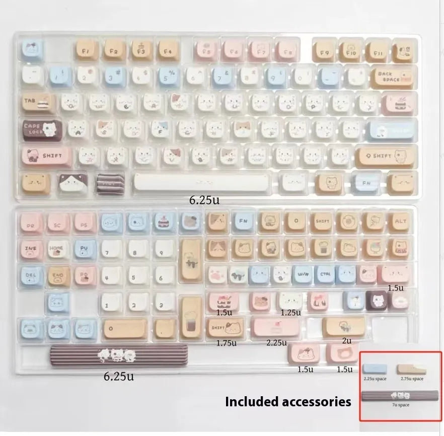 High Sea Salt Cat themed PBT keycap set with sublimation printing showing nautical cat design