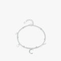 S925 sterling silver star moon double layer twin bracelet on white background