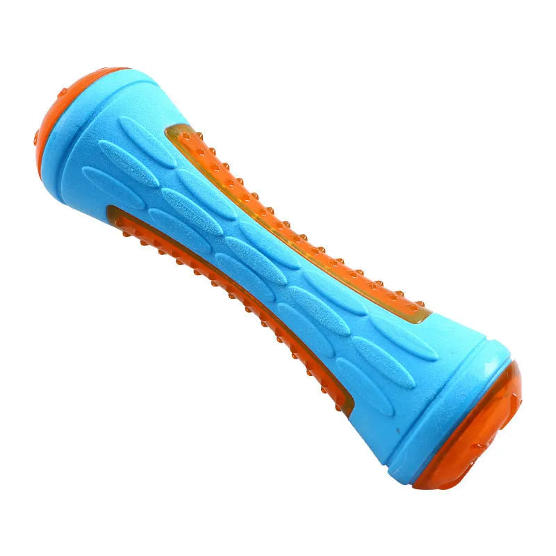 TPR floating squeaky dog toy with bump and spike textures in ball, barbell, or tyres shapes