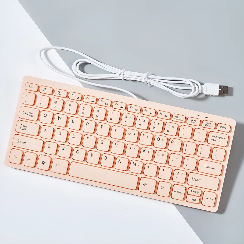 Mini wired USB keyboard in four colours with noiseless keys for laptop and desktop use