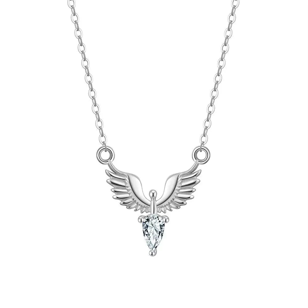 Women's Korean style eagle pendant silver necklace with adjustable chain
