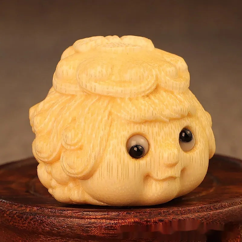 Solid bamboo golden toad princess ornament, 5.0 cm cute style home decoration.