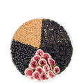 Black wolfberry tea bags in assorted pack sizes with free cup on white background