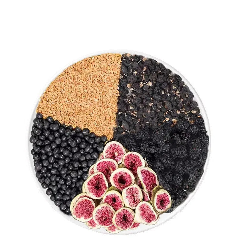 Black wolfberry tea bags in assorted pack sizes with free cup on white background