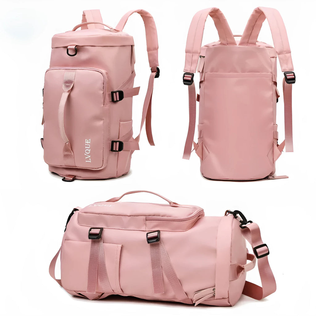 3 in 1 waterproof nylon gym bag with shoe compartment and combination lock, available in multiple colours