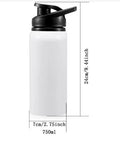 White aluminium sports water bottle for cycling and outdoor activities in 600ml or 750ml capacity options
