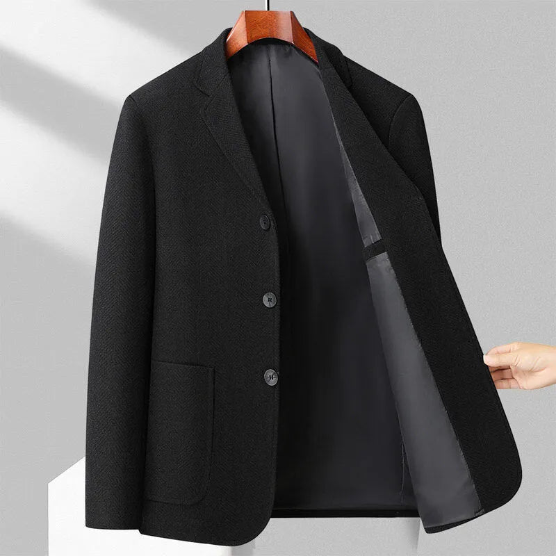 Men's solid colour loose fit polyester coat for spring and autumn casual wear